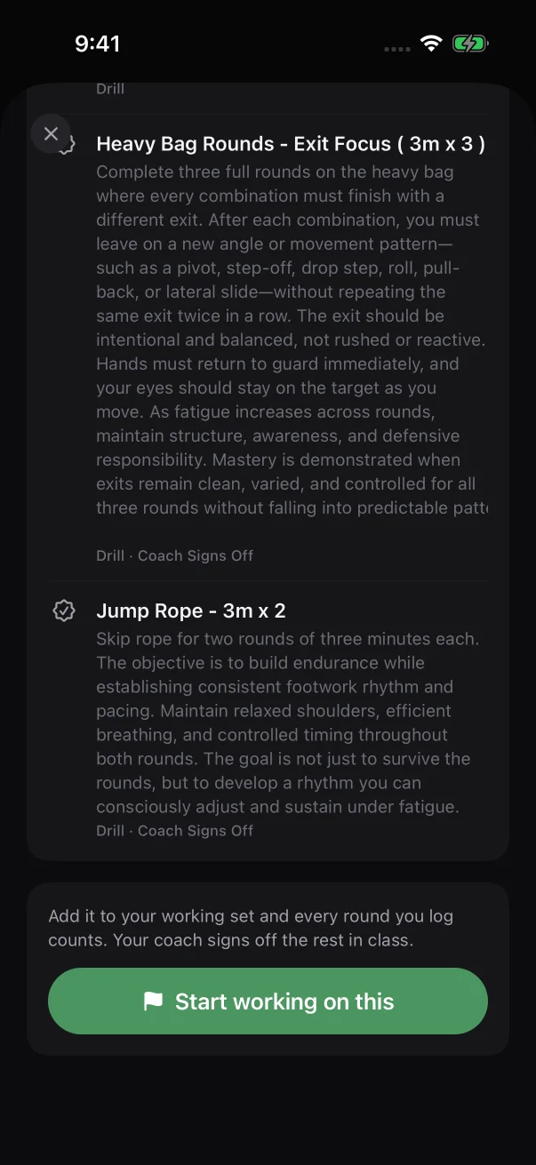 A patch you can start ends with Start working on this.