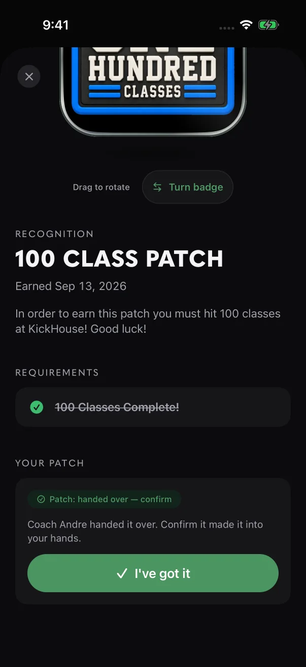 "Your patch" asks you to confirm the patch made it into your hands.